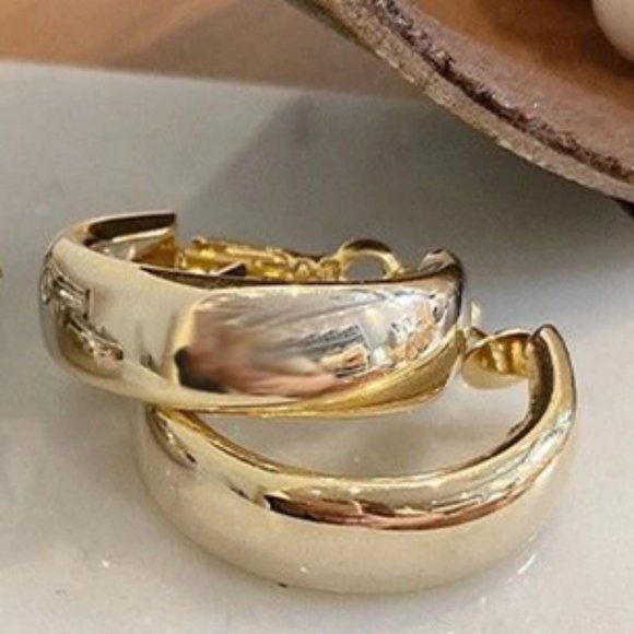 14K Gold Large Chunky Hoop Earrings Womens Big Hoops Ladies Jewelry Thick 14 k - Picture 1 of 5